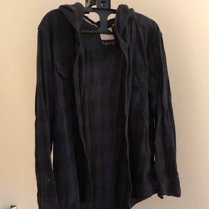 TNA dark blue flannel hoodie- size large